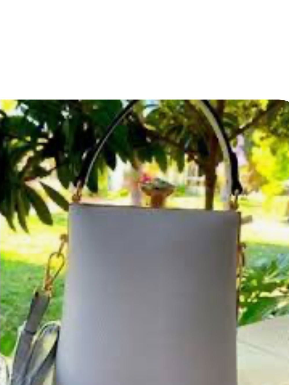 Alyssa. Milan Gray Bucket Handbag with Gold Accents